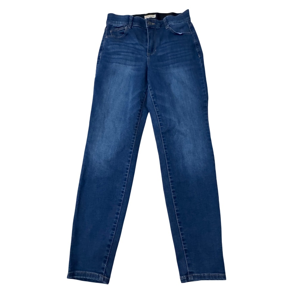 Knox Rose Womens High Rise Skinny Jeans Dark Wash Stretch Elastic Waist Size 6